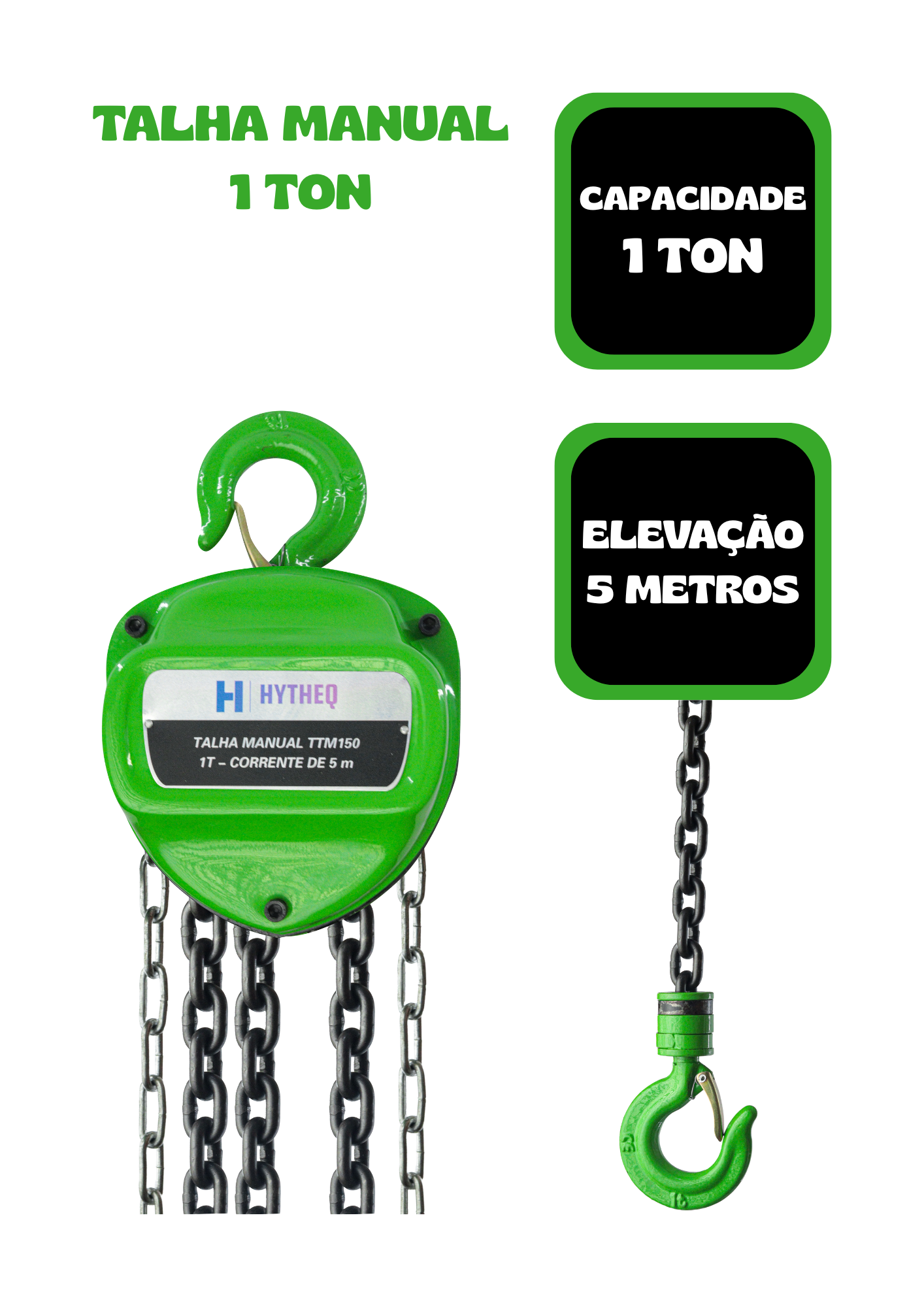 Talha Manual De Corrente 1 Ton X 5m - Hytheq